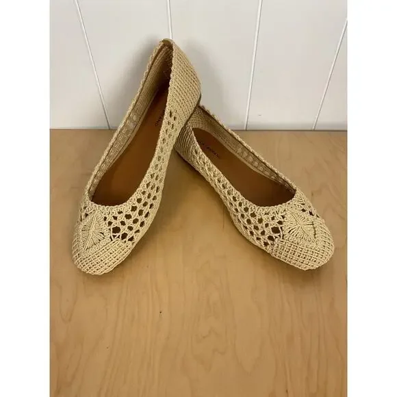 Lucky Brand Women's Avelly‎ Square Toe Macrame Cream Color Flats NWOB Size 11 - Picture 5 of 7